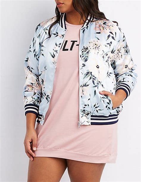 Plus Size Floral Striped Bomber Jacket Plus Size Outfits Trendy Plus Size Fashion Fashion