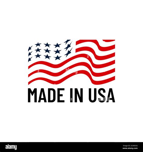 Made In Usa Sign Logo American Flag Us Icon Vector With Red Blue Star