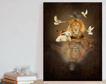 Lion And Lamb Poster Etsy