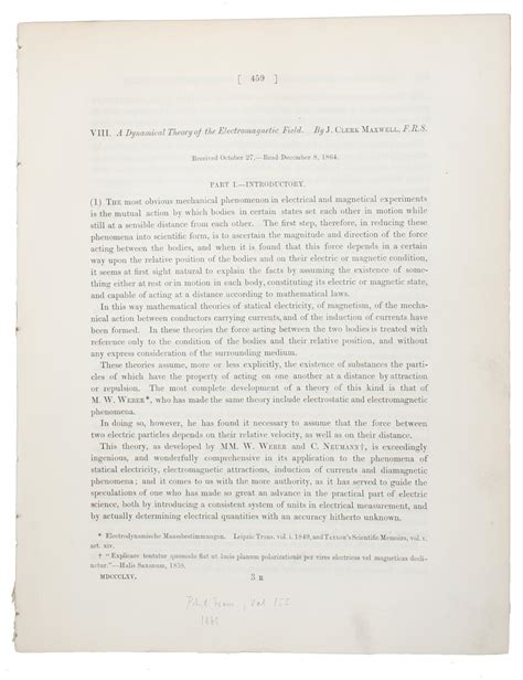 A Dynamical Theory Of The Electromagnetic Field Received October 27 Read December 8 1864