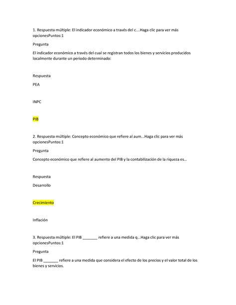 Cuestionario ACT 3 Respuesta múltiple El indicador económico a
