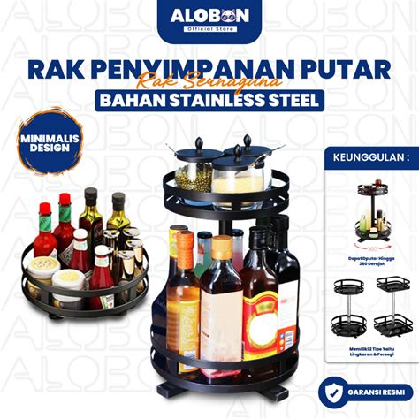 Jual ALOBON Rak Bumbu Putar Berputar 360 Derajat Rak Bumbu Tingkat Rak