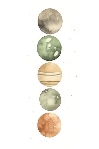 Pintura De Acuarela De Planetas Del Sistema Solar Foto Premium