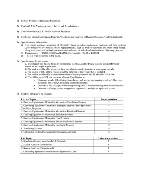 1) ES301: System Modeling and Simulation