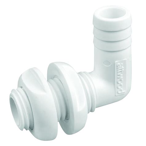 Attwood White Plastic 90 Degree Thru Hull Connector 34 Inner Diameter