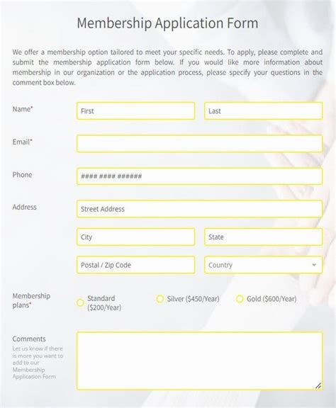 Free Membership Application Template