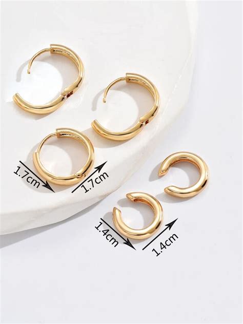 Pcs Minimalist Hoop Earring Pair Ear Cuffs Copper Jewelry Shein Usa