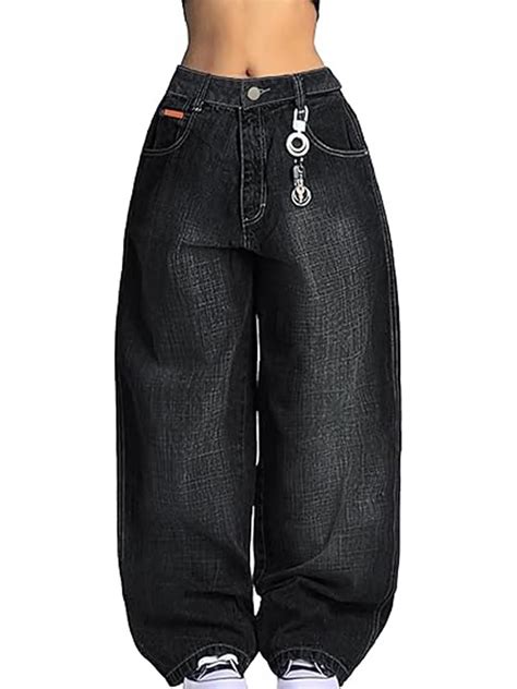 EMMIOL Women's Baggy Barrel Jeans Y2K Vintage Wide Leg Jeans Mid Waist