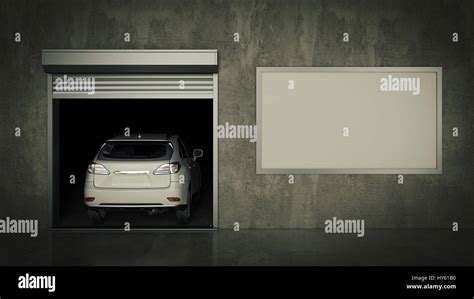 Garage With Opened Roller Door D Rendering Stock Photo Alamy