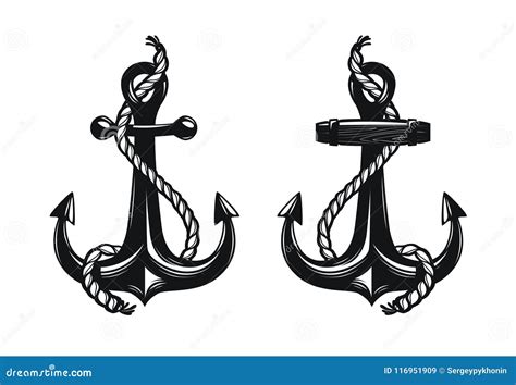 Nautical Anchor with Rope. Vector Illustration Stock Vector ...