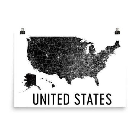 Us Map Art Print Poster Wall Art From Modernmapart