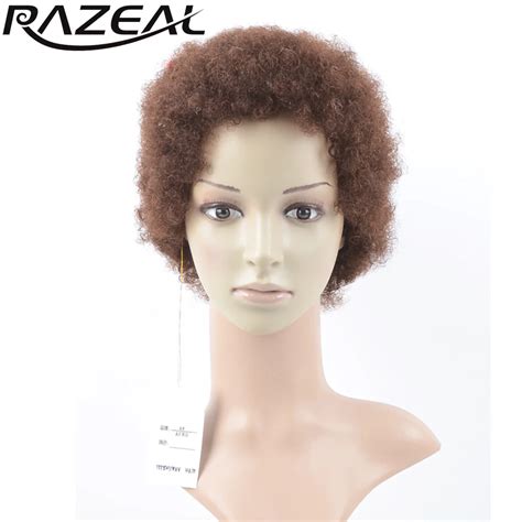 Razeal Products Black Brown Short Afro Wigs 2inch Afro Kinky Curly