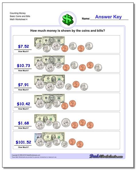 Math Worksheets Money Money Counting Money Basic Coins And Bills