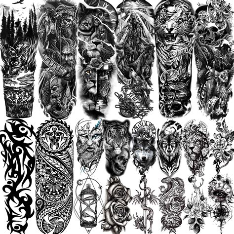 Buy LAROI 20 Sheets Extra Large Full Arm Temporary Tattoos For Men Tiger Black Mamba Snake ...