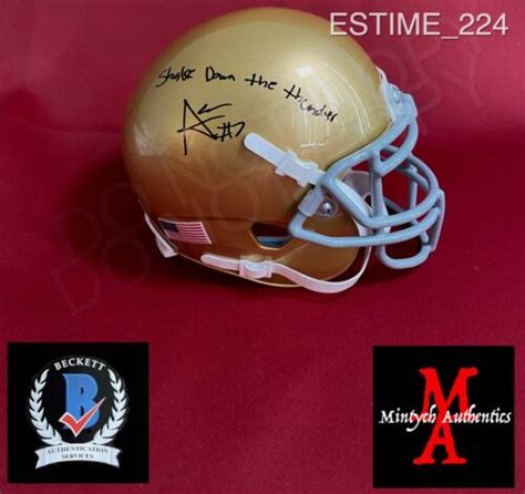 Audric Estime Autographed Signed Schutt Mini Helmet Beckett Notre Dame