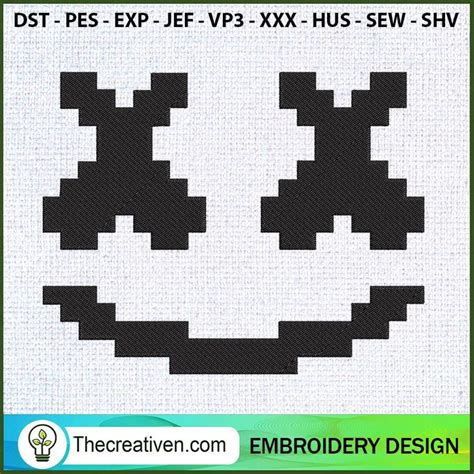 Marshmello Pixel Logo Embroidery Designs Marshmello Machine Embroidery