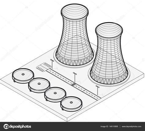 Vector Isometric Cooling System Isolated Nuclear Power Plant White