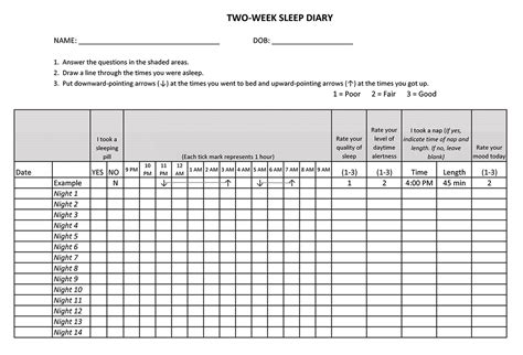 Sleep Diary Fox Valley Pulmonary Medicine