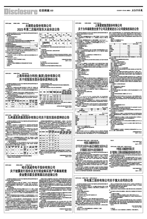 大理药业股份有限公司2023年第二次临时股东大会决议公告上海证券报