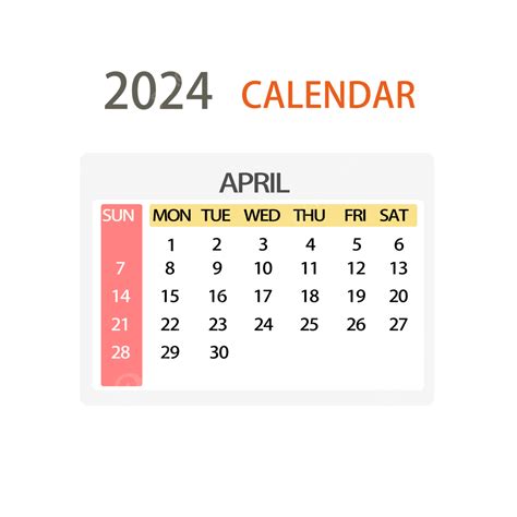 Gambar Kalender April 2024 Warna Sederhana Kalender Dua Ribu Dua