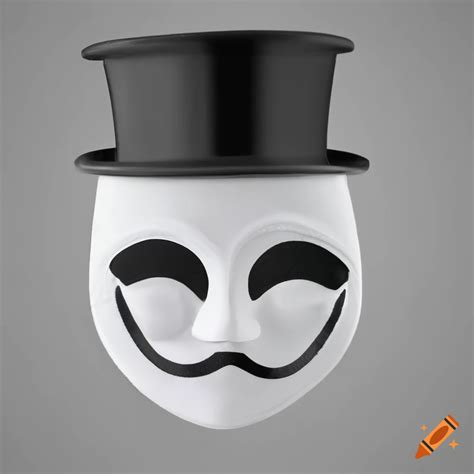 White Smiling Mask With A Black Top Hat