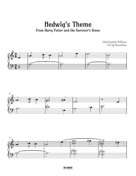 John Williams Easy Hedwig S Theme Harry Potter Sheets By PianoSSam