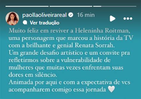 Paolla Oliveira confirma que será Heleninha Roitman em Vale Tudo