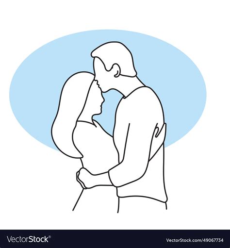 Man Kissing Woman On Forehead Hand Drawn Vector Image