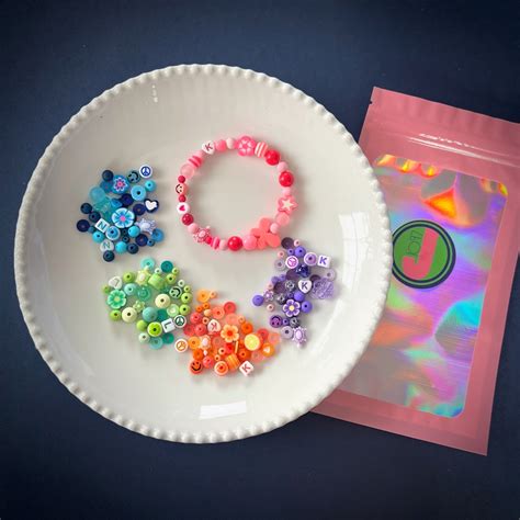 Diy Rainbow Bead Kit Custom Bracelet Making Kit Birthday Party Craft