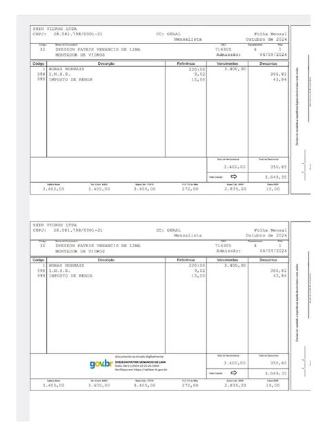 Contracheque Junto Ou Separado
