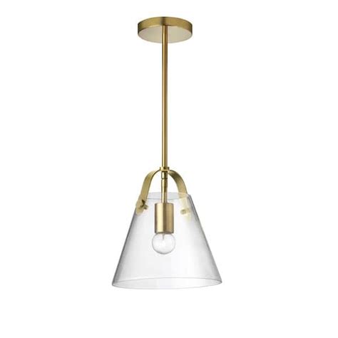 Dainolite Polly Light Aged Brass Shaded Pendant Light With Clear