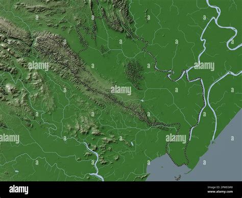 Ninh Binh, province of Vietnam. Elevation map colored in wiki style ...