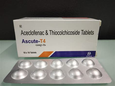 Ascute T Aceclofenac Thiocolchicoside Tablet Prescription Packaging