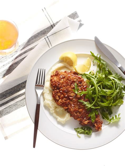 Pretzel Crusted Chicken Cutlets With Cauliflower Purée And Arugula Recipe Epicurious