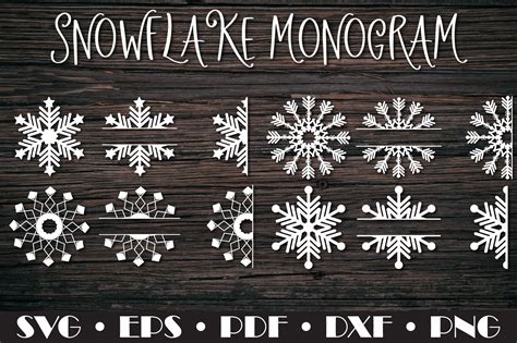 Snowflake Svg Split Monogram Graphic By Natashaprando · Creative Fabrica