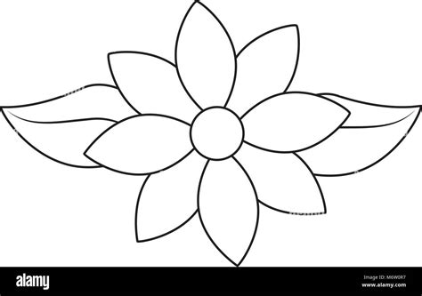 jasmine flower leaves decoration ornament vector illustration outline ...