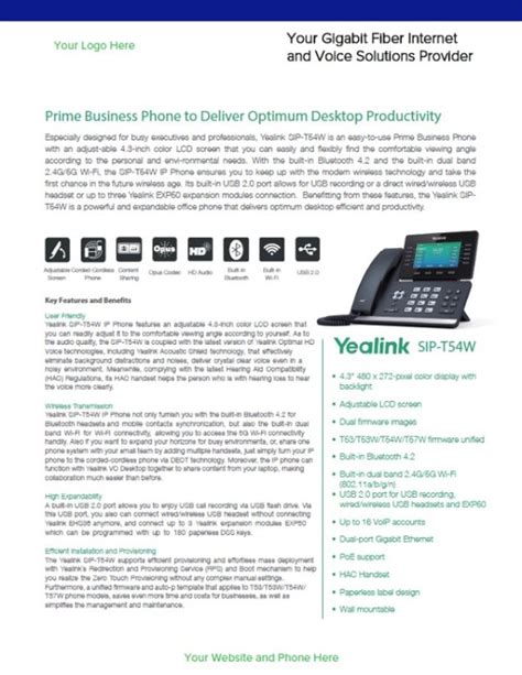 Yealink T54w Data Sheet Tolydigital