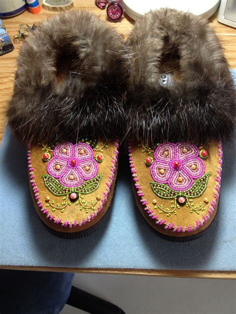 Beaded Slippers With Beaver Fur By Alaska Beadwork Beaded Moccasins