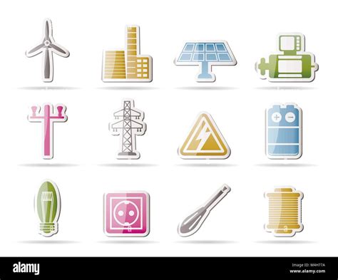 Strom Und Energie Symbole Vektor Icon Set Stock Vektorgrafik Alamy