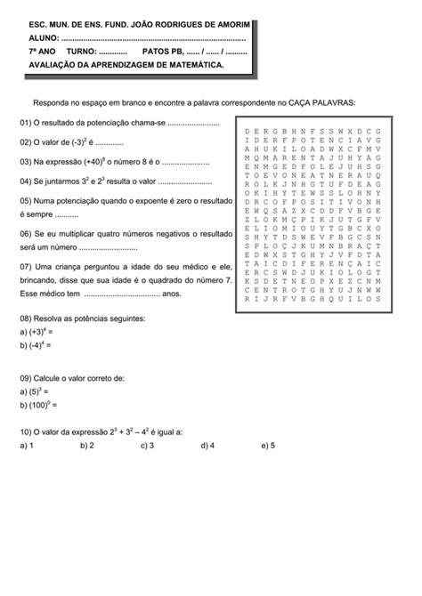 Avaliação Do 7º Ano Do João Rodrigues Pdf