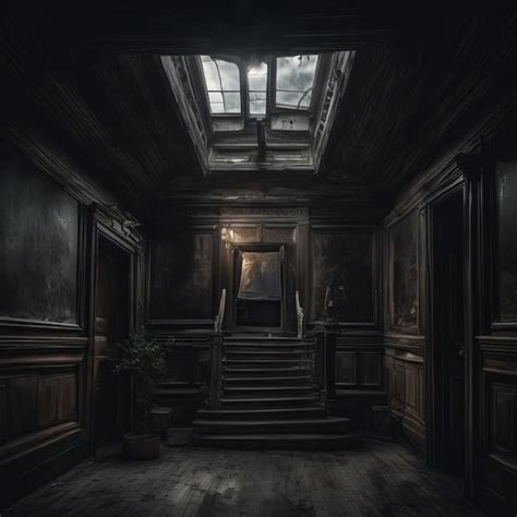 Premium AI Image | dark interior of a old housedark interior of a old ...