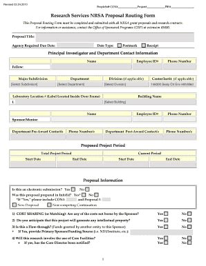 Research Services Proposal Routing Form For NRSA Research Utmb Fill