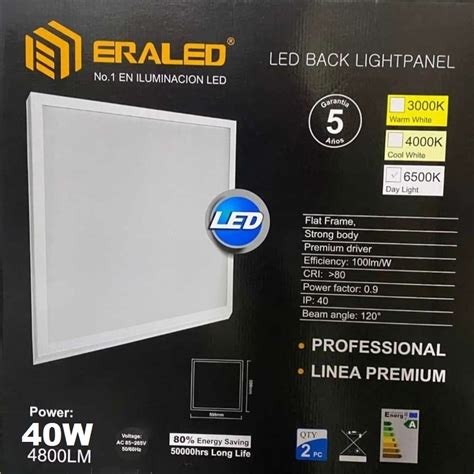 Panel LED Para Empotrar 60 X 60 40W 6500K Eraled ZEDINTEC ILUMINACION