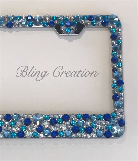 Blue Bling Rhinestone Crystal License Plate Frame Sparkly Etsy