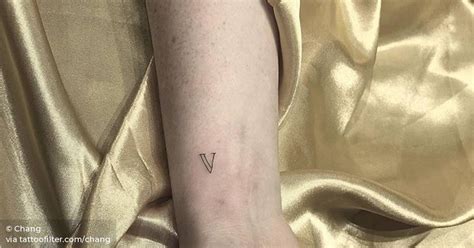 V Letter Tattoo On The Wrist