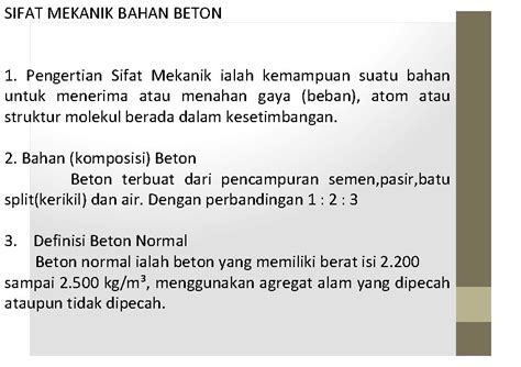 Sifat Mekanik Beton Sifat Mekanik Bahan Beton