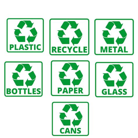 Recycling Bin Signs Trash Can Decals Svg Recycle Paper Plastic Cans