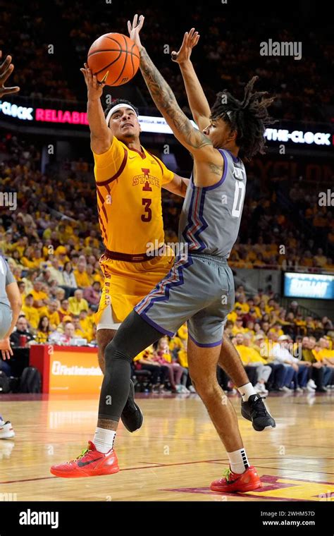 Iowa State Guard Tamin Lipsey Shoots Over Tcu Guard Micah Peavy