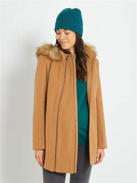 Manteau effet lainage maternité camel Kiabi 45 00