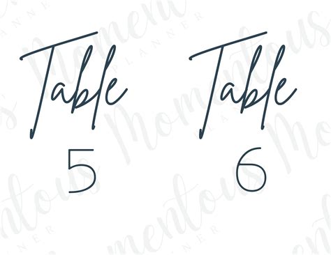 table numbers table    table reserved digital template